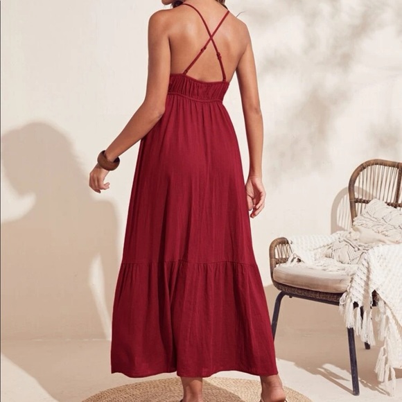 Boho rust crisscross open back cami maxi dress - Picture 7 of 10